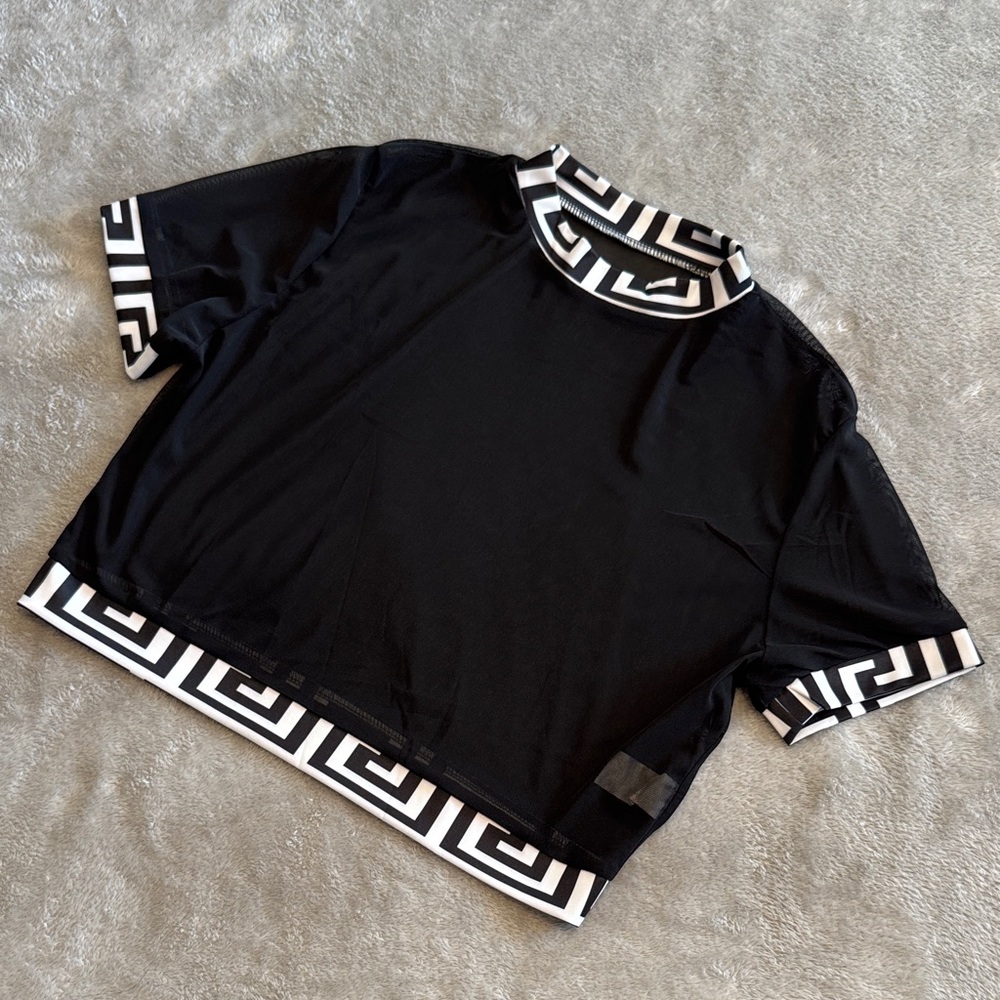 Black and White Geometric Trim Top